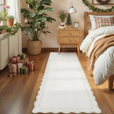Garvee 2x6 Scalloped Runner Rug Kitchen Hallway Soft Beige Non Slip Machine Washable Synthetic Fiber Durable Laundry Mat - Beige