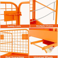 Garvee 36"x36" Forklift Safety Cage, Foldable Forklift Work Platform,Forklift Man Basket 1200lbs Capacity with Protective Guardrail Chian for 1-3 People Drain Hole, Perfect for Aerial Work