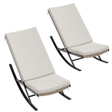 Garvee 2 PC Outdoor Rocking Chairs, Rocker Patio Chair Set of 2 with Cushions for Bistro Balcony Porch Yard, Indoor Outdoor Modern Metal Lounge Rocking Chair for Napping Relaxing, Beige - Beige