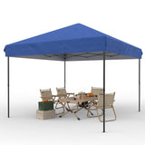 Garvee 10' x 10' Pop-Up Canopy Tent, Waterproof UPF50+ Commercial Instant Shelter with Roller Bag, Sandbags, Stakes & Ropes, Blue - Blue