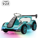 Garvee Kids Go Kart Ride On Drift Kart Dual Motors Battery Powered Outdoor Racing Toy Boys Girls 2 Mph LED Lights - Green