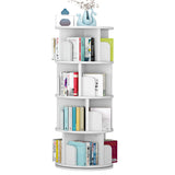 Garvee Rotating Bookshelf, 51.2" White Wood Bookcase for Kids and Adults, 360 Display 4 Tier Small Corner Book Shelf Organizer, Floor Standing Storage Rack for Bedroom, Living Room, White