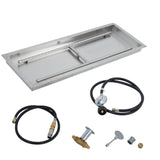 Garvee 24″×8″ Drop In Fire Pit Burner Kit, Stainless Steel Fire Pit Kit with Burner, Hose Kit, Insert Rectangular Fire Pit Burner Pan for Natural Gas, Propane, Outdoor Fire Pit Pan Kit