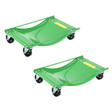 Garvee Car Wheel Dolly Set of 2 Heavy Duty Steel Tire Skates with Gloves Lockable Casters Handle for Garage Auto Repair 2260 KG Capacity - Green