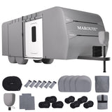 Garvee Travel Trailer Cover 24-27FT, 7-Layer Waterproof, Breathable, Windproof, Tear-Resistant, UV Protection, with Gutter, Tire & Jack Covers, Gray - Gray