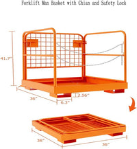 Garvee 36"x36" Forklift Safety Cage, Foldable Forklift Work Platform,Forklift Man Basket 1200lbs Capacity with Protective Guardrail Chian for 1-3 People Drain Hole, Perfect for Aerial Work