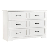 Garvee 6 Drawers Dresser for Bedroom, Chest of Drawers with Wide Metal Handle,Farmhouse Modern Wooden Dresser, Storage Organizer for Bedroom, Living Room, Kids Room(White) - White