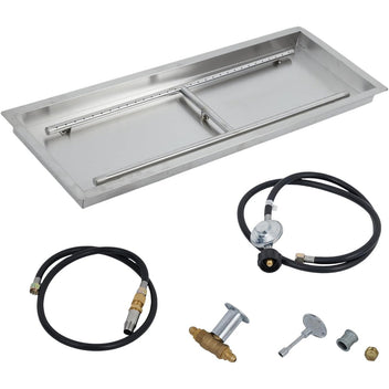 Garvee 48″×14″ in Drop in Fire Pit Burner Kit, Stainless Steel Fire Pit Kit with Burner, Hose Kit, Insert Rectangular Fire Pit Burner Pan for Propane, Natural Gas, Outdoor Fire Pit Pan Kit