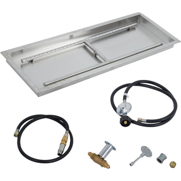 Garvee 48″×14″ in Drop in Fire Pit Burner Kit, Stainless Steel Fire Pit Kit with Burner, Hose Kit, Insert Rectangular Fire Pit Burner Pan for Propane, Natural Gas, Outdoor Fire Pit Pan Kit