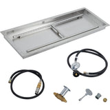 Garvee 48″×14″ in Drop in Fire Pit Burner Kit, Stainless Steel Fire Pit Kit with Burner, Hose Kit, Insert Rectangular Fire Pit Burner Pan for Propane, Natural Gas, Outdoor Fire Pit Pan Kit - Silver