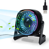 Garvee RGB Small USB Desk Fan, 6 Inch Small Fan with 8 Light Modes, Mini USB Fan with 3 Speeds, 60 Inch Cord, 360° Rotation, Quiet Operation, Portable Desk Fan for Rooms, Offices, Car, Travel