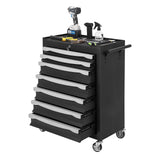 Garvee 7 Drawers Tool Chest, Rolling Tool Cart with Wheels, Drawer Liners, Large Capacity Storage Cabinet Keyed Locking for Garage Workshop Warehouse, Black - Black