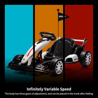 Garvee Ride - G Series: 24V 7Ah Battery Two 200W Motors, 7.5MPH Fast Drifting Circling Car, Stretchable Length Electric Ride Toy,Max Load 135lbs, Racing Toy for Kids 6+ Years,White