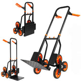 Garvee Stair Climbing Dolly 440 LBS, Climbing Hand Trucks with 6 Wheels & Telescoping Handle, 2 In 1 Folding Stair Dolly for Stairs - Black&Orange