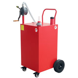 Garvee 45 Gallon Portable Gas Caddy Gasoline Diesel Can Hand Siphon Pump With Rolling Flat-Free Solid Rubber Wheels for Boat, Atv, Car, Motorcycle - Red