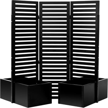 Garvee 52x70x28 Privacy Screen Metal Garden Fence Panel with Planter Box, 3-Panel Freestanding Divider, Self-Draining Raised Beds, Durable Metal, Outdoor Patio Deck Yard