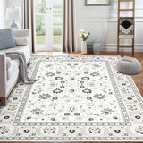 Garvee Rug 9x12 Living Room Bedroom Non-Slip Washable Indoor Area Rug Rug Vintage Distressed Area Rug Boho Floral Carpet for Living Room Bedroom Kitchen Home Office, Pink/Blue - Pink/Blue