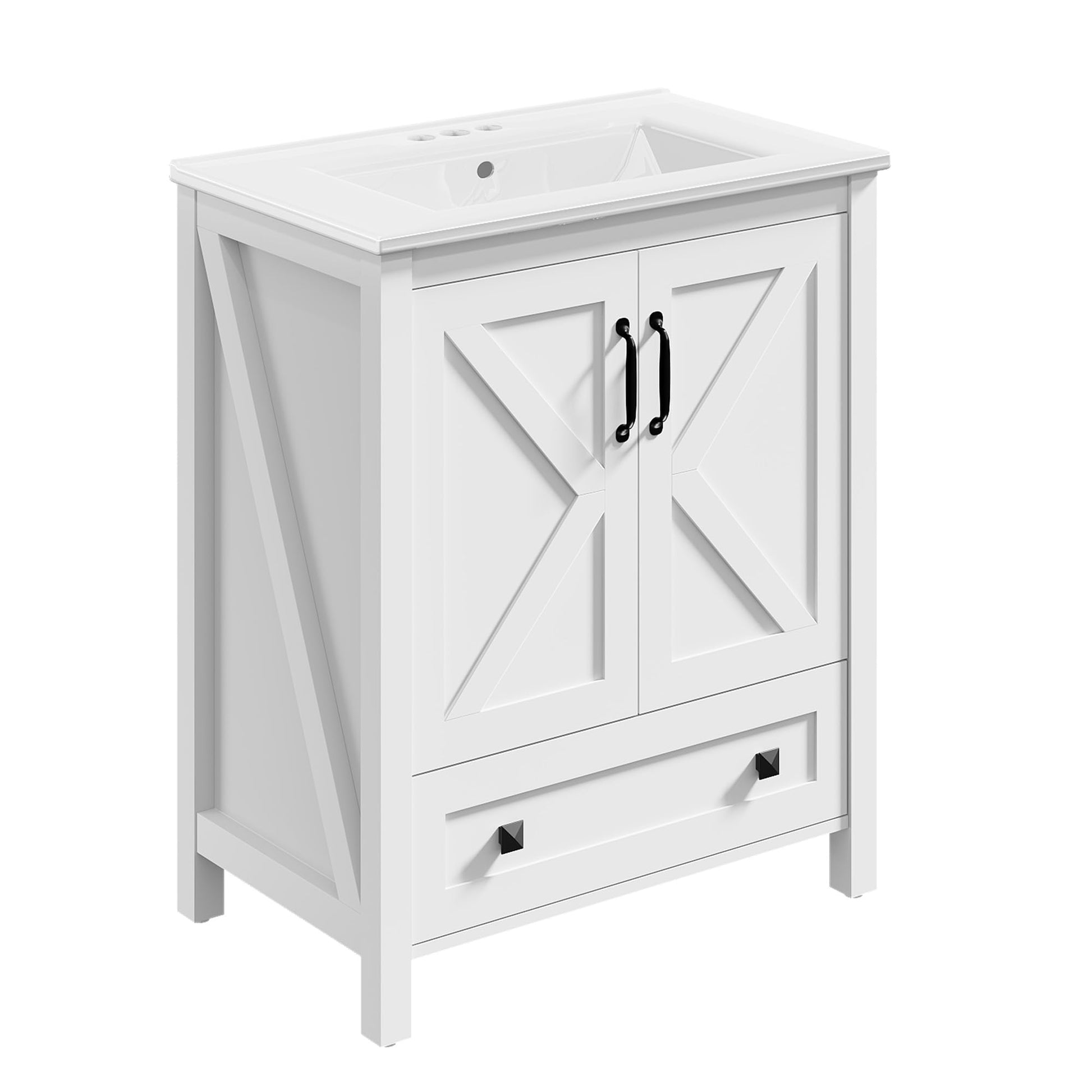 Garvee Modern 30" Freestanding Bathroom Vanity with with 2 Doors and Storage Drawer for Bathroom, White