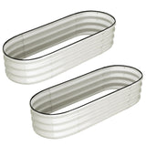 Garvee 2-Pack 4.5'x2'x2' Oval Galvanized Raised Garden Beds - Large Metal Planter Boxes with Open Base, Tool-Free Assembly for Vegetables & Flowers, White - White