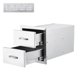 Garvee 14" W x 15" H x 23" D Outdoor Kitchen Drawers, Flush Mount Triple Access BBQ Drawers,BBQ Island Drawers for Outdoor Kitchens or BBQ Island Patio Grill Station