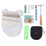 Garvee Kimi Acrylic Kalimba 17 Keys Thumb Piano with Tuner Hammer Gig Bag Transparent Cute Cat Thumb Piano Kalimba with EVA Case Tuning Hammer,Study Instruction Mbira Musical Instrument Gifts for Kids