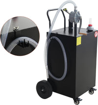 Garvee 45 Gallon Portable Gas Caddy Gasoline Diesel Can Hand Siphon Pump With Rolling Flat-Free Solid Rubber Wheels for Boat, Atv, Car, Motorcycle - Black