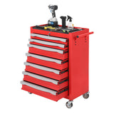 Garvee 7 Drawers Tool Chest, Rolling Tool Cart with Wheels, Drawer Liners, Large Capacity Storage Cabinet Keyed Locking for Garage Workshop Warehouse, Red - Red