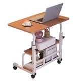 Garvee Adjustable Height Mobile Standing Desk, Portable Bedside Desk with Storage Shelves, Compact Laptop Desk for Home Office, Study, Small Spaces, Bedroom, Brown, 23.6"x15.7" - Brown