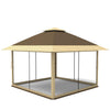 Garvee 12' × 12' Pop Up Gazebo Tent, Double Roof Patio Canopy with Mosquito Netting, Khaki