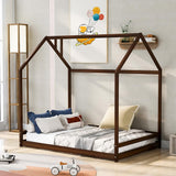 Garvee Twin Size House Platform Bed with Fence-Shaped Guardrails Solid Wood Frame for Teens Girls Boys Bedroom Espresso - Espresso