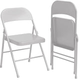 Garvee Folding Chairs 2 Pack, Foldable Chairs with Metal Frame Hold Up to 350 Pounds, Portable Grey Folding Chairs Suitable for Dining Room, Living Room, Office, Indoor and Outdoor Events - Grey