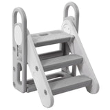 Garvee Foldable Toddler Step Stool, 3-Step Adjustable Nursery Ladder with Handles for Bathroom, Kids Toilet Potty Training, Grey - Grey