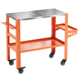 Garvee 36"X18" Welding Table Steel Workbench with 2 Lockable Wheels Orange 1200lbs Capacity - Orange