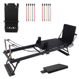 Garvee Foldable Pilates Reformer Machine with Jump Board and Color Cords Set for Home Workouts, Adjustable, Sturdy, Compact, Multi-Color