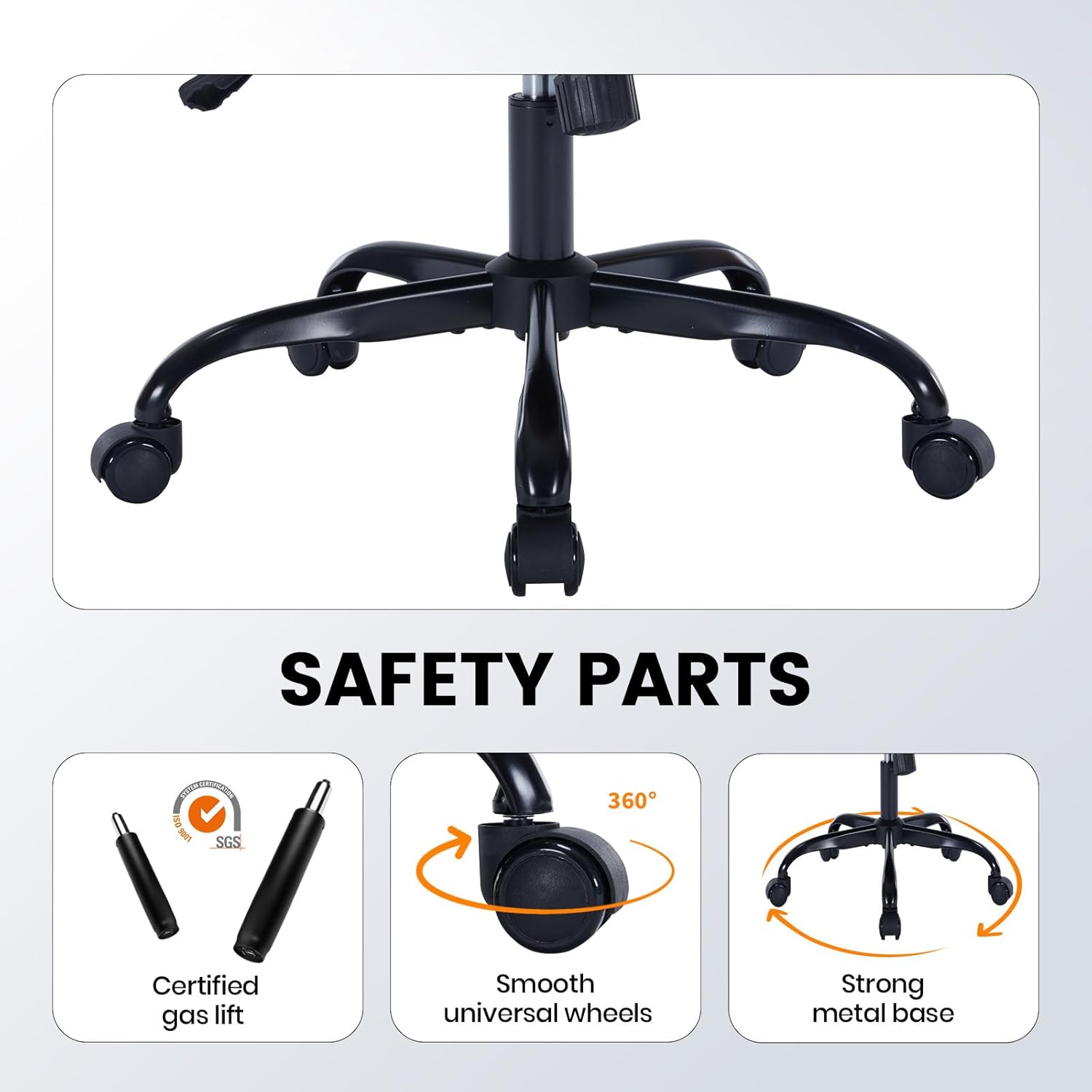 Garvee PU Leather Executive Office Desk Chair, 350lbs Capacity Computer Desk Chair with Padded Flip-Up Arms, Tilt Lock & 360° Swivel Free Wheels, Ergonomic Office Chair for Heavy People, Black