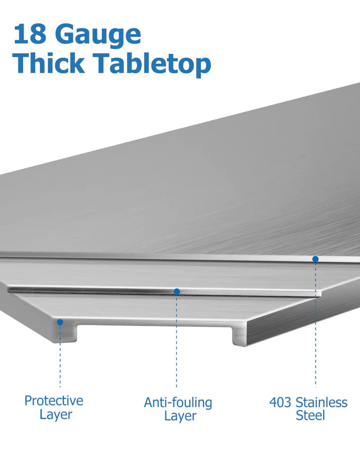 GARVEE 30"L x 24"W x 34"H Stainless Steel Work Table (No Wheels) - Heavy-Duty Food Prep Table with Casters for Commercial Kitchens and Restaurants