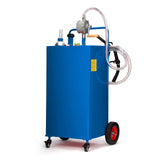 Garvee 30 Gallon Fuel Caddy with Manual Transfer Pump Heavy-Duty Stainless Steel 4-Wheel Mobile Design for Gasoline & Diesel - Blue