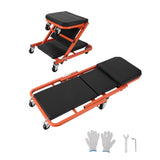 Garvee 36" Z-Creeper Seat on Wheels, Foldable Garage Creeper Shop Seat, 330 LBS Capacity, Black - Orange
