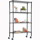 Garvee Wire Shelving Storage Shelves 4-Shelf Adjustable Wire Shelf Heavy Duty Storage Shelving Unit On 4 Wheel Casters Commercial Metal Wire Rack 36L x 14W x 58H,Black