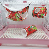 Garvee Pet Christmas Hammock Winter Warm Tunnel Hanging Cotton Nest Pet Supplies for Hamster Squirrel Guinea Pig Christmas Three Piece Set red - Christmas Three Piece Set Red