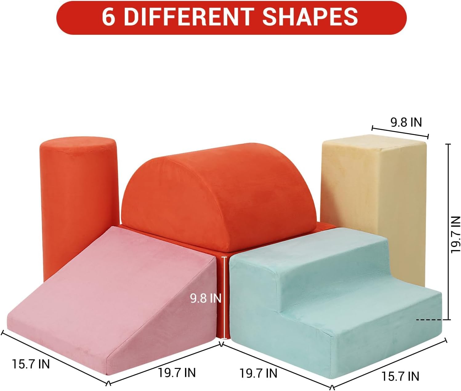 Garvee Toddler Foam Climbing Blocks Set - 6PCS Indoor Active Playset, Promotes Physical Development