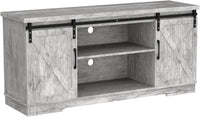 Garvee 59 inch Farmhouse TV Stand, Cabinet with Barn Doors, Wood Media Console for Living Bedroom, 250 lbs Capacity, Grey