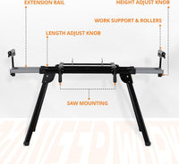 Garvee 440Lbs Portable Miter Saw Stand, Folding Universal Saw Stand, 76-4/5'' Adjustable Stainless Steel Table, Compatible with Most Table Saws