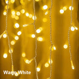 Garvee 5m 96 LEDs Curtain Icicle String Light IP44 Waterproof Energy Saving 8 Lighting Modes Outdoor Decor Lights for Home Decor Warm White 110V US Plug - Warm white 110V US plug