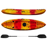 Garvee Fishing Kayak, 9.4FT Hard Shell Kayak, Sit on Top Kayak for Adults with Paddle, Capacity of 308LBS, Hard Shell Recreational Ocean Kayak Boat - Orange Red