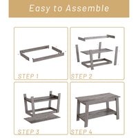 Garvee Coffee Table, 2-Tie Rustic Wood Living Room Tables with Open Rectangular Storage Compartment, 2024 New Coffee Tables for Living Room, Outdoors, Home Office, Bedroom, Easy Assembly, Gray