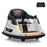 Garvee Ride - P Series: 12V Kids Bumper Car with Remote Control, LED Lights & 360 Degree Spin, Indoor and Outdoor Kids Toy for 18+ Months Kids - White - White
