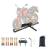 Garvee Motorcycle Hitch Carrier with Ramp - 500 lbs Capacity Heavy-Duty Steel Dirt Bike Hauler, Motorcycle Rack for Bicycle and Dirt Bike, Fits Tires up to 5.5" Wide, 2" Hitch Receiver