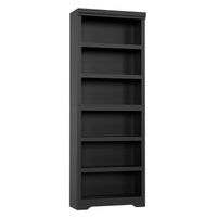 Garvee 6 Tier Bookshelf, 75" Tall Farmhouse Bookcase with Adjustable Shelves, 23.6" W Floor Standing Open Display Storage Rack with Anti-Slip Design for Home Office, Balcony, Library, Study / Living Room, Black