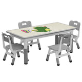 Garvee Kids Table and 4 Chairs Set in Wood Grain Design, Height Adjustable Toddler Table and Chair Set Suitable for Ages 2-10 for Home Daycare Preschool, Grey - Grey